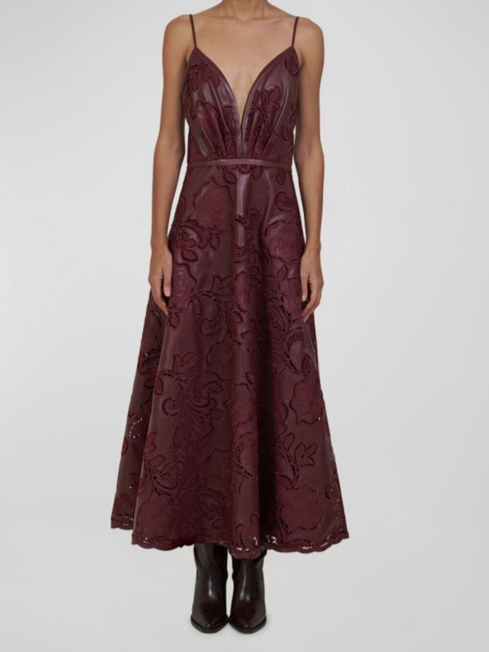 Johanna Ortiz Women's Red Melancholic Bliss Faux-Leather Backless Dress Size 0